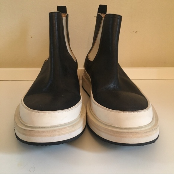 𝅺SARTORI Gold Leather Platform Ankle Chelsea Boots - Picture 4 of 9